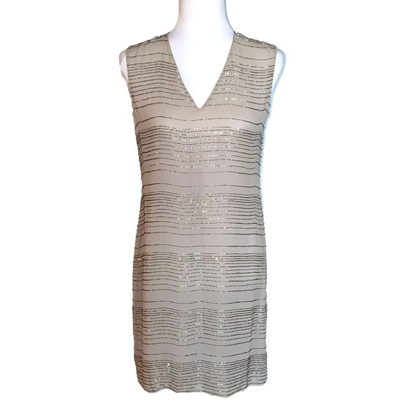 EMANUEL Emanuel Ungaro 100% Silk Beaded Dress – Size 4 Gray Sleeveless - Picture 2 of 5